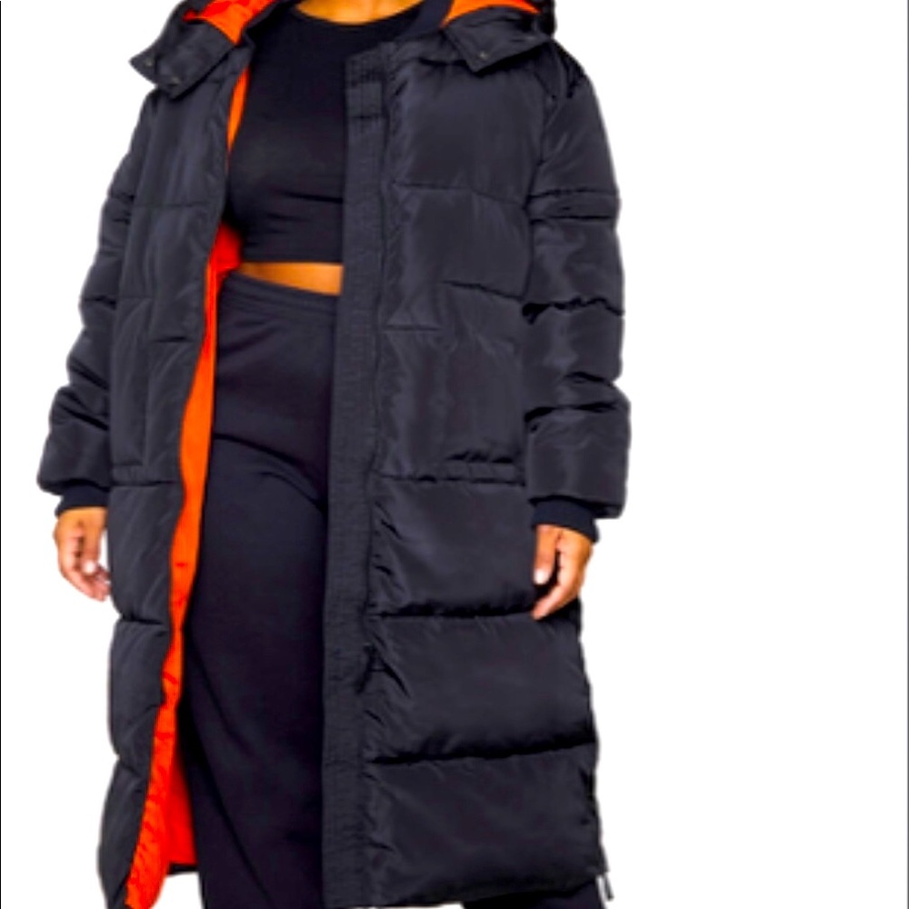 Plus blk & orange Puffer Jacket
